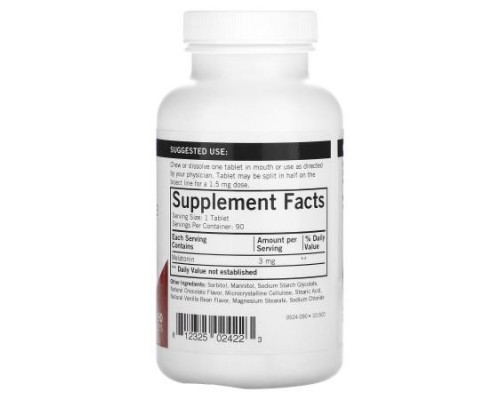 Kirkman Labs, Children Chewable Melatonin, Chocolate, 3 mg, 90 Tablets