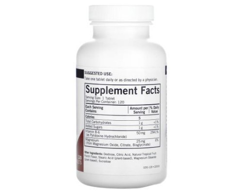 Kirkman Labs, Chewable Vitamin B-6 with Magnesium, Natural Tropical Fruit Punch, 120 Tablets
