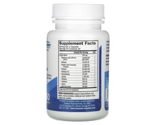 Houston Enzymes, TriEnza, Enzyme For Digestive Intolerances, 60 Capsules