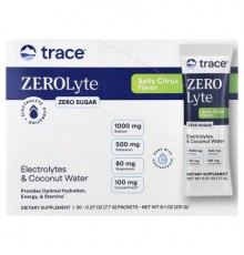 Trace, ZEROLyte, Electrolytes & Coconut Water, Salty Citrus, 30 Packets, 0.27 oz (7.7 g) Each