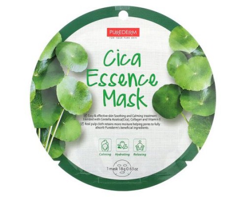 Purederm, Cica Essence Beauty Mask, 12 Sheets, 0.63 oz (18 g) Each Purederm, Cica Essence Beauty Mask, 12 Sheets, 0.63 oz (18 g) Each