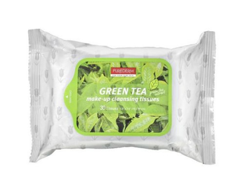 Purederm, Make-Up Cleansing Tissues, Green Tea, 30 Tissues Purederm, Make-Up Cleansing Tissues, Green Tea, 30 Tissues