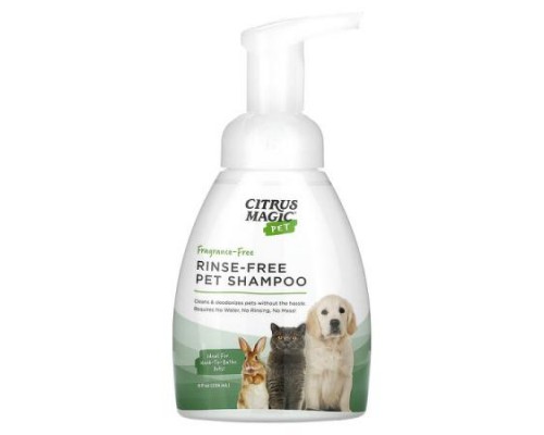 Citrus Magic, Pet, Rinse-Free Pet Shampoo, Fragrance-Free, 8 fl oz (236 ml) Citrus Magic, Pet, Rinse-Free Pet Shampoo, Fragrance-Free, 8 fl oz (236 ml)