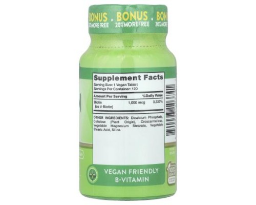 Nature's Truth, Biotin, 1,000 mcg, 120 Tablets