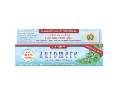 Auromere, Ayurvedic Herbal Toothpaste, Spicy Cinnamon, 3.57 oz (101 g) Auromere, Ayurvedic Herbal Toothpaste, Spicy Cinnamon, 3.57 oz (101 g)