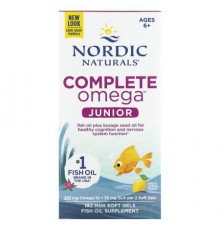Nordic Naturals, Complete Omega Junior, Ages 6+, Lemon, 180 Mini Soft Gels