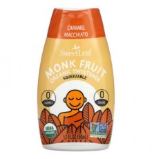 SweetLeaf Stevia, Monk Fruit Organic Sweetener Squeezable, Caramel Macchiato, 1.7 fl oz (50 ml)