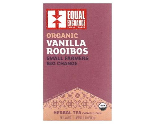 Equal Exchange, Organic Vanilla Rooibos, Herbal Tea, Caffeine-Free, 20 Tea Bags 1.41 oz (40 g)