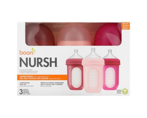 Boon, Nursh, Silicone Pouch Bottle, 3m+, Medium, 3 Bottles, 8 oz (236 ml) Each Boon, Nursh, Silicone Pouch Bottle, 3m+, Medium, 3 Bottles, 8 oz (236 ml) Each
