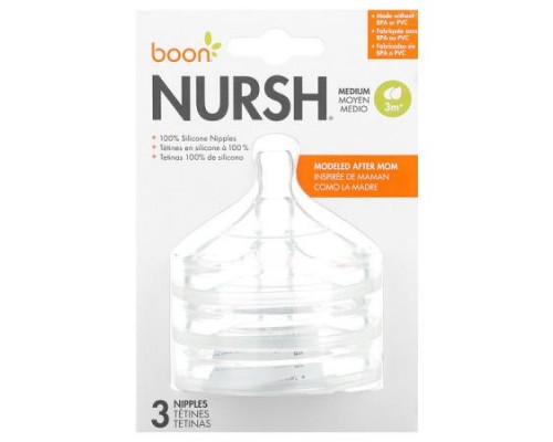Boon, Nursh, Silicon Nipples, Medium, 3 Months+, 3 Nipples Boon, Nursh, Silicon Nipples, Medium, 3 Months+, 3 Nipples