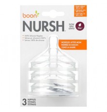 Boon, Nursh, 100% Silicone Nipples, 0 months+, Slow Flow, 3 Nipples