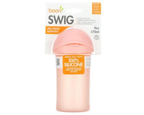 Boon, Swig Silicone Straw Cup, 6m+, Pink, 9 oz (270 ml) Boon, Swig Silicone Straw Cup, 6m+, Pink, 9 oz (270 ml)
