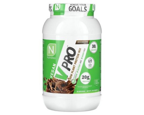 Nutrakey, V Pro, Raw Plant Protein Mix, Mochaccino, 1.85 lb (840 g)