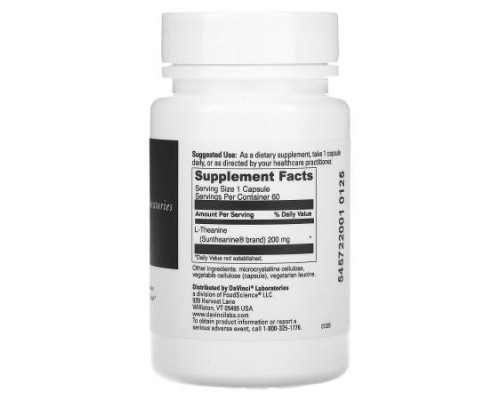 DaVinci Laboratories, L-Theanine , 200 mg , 60 Capsules