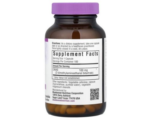 Bluebonnet Nutrition, DMAE, 100 mg, 100 Vegetable Capsules Bluebonnet Nutrition, DMAE, 100 mg, 100 Vegetable Capsules