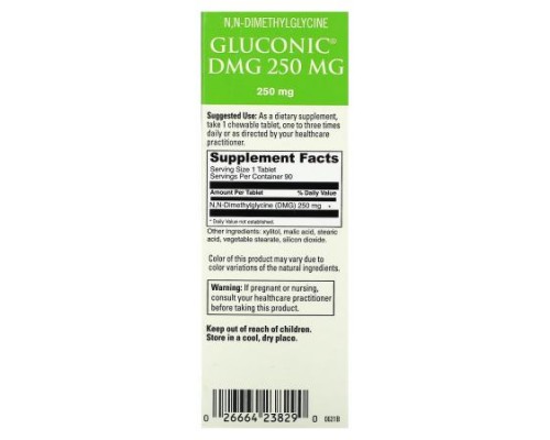 DaVinci Laboratories, Gluconic DMG , 250 mg , 90 Tablets DaVinci Laboratories, Gluconic DMG , 250 mg , 90 Tablets