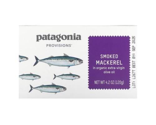 Patagonia Provisions, Smoked Mackerel in Organic Extra-Virgin Olive Oil, 4.2 oz (120 g)
