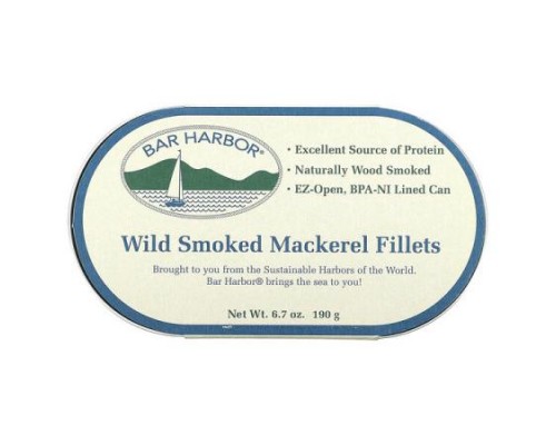 Bar Harbor, Wild Smoked Mackerel Fillets, 6.7 oz (190 g) Bar Harbor, Wild Smoked Mackerel Fillets, 6.7 oz (190 g)