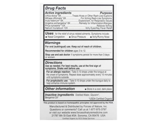 Forces of Nature, Allergy, Organic Plant Medicine, For Kids Ages 3-12, Orange, 0.34 fl oz (10 ml) Forces of Nature, Allergy, Organic Plant Medicine, For Kids Ages 3-12, Orange, 0.34 fl oz (10 ml)