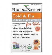 Forces of Nature, Organic Plant Medicine, Cold & Flu, For Kids Ages 3-12, Lemon, 0.34 fl oz (10 ml)