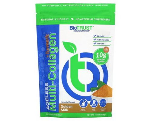 BioTRUST, Ageless Multi-Collagen® + Turmeric, Golden Milk, 10.7 oz (304 g)