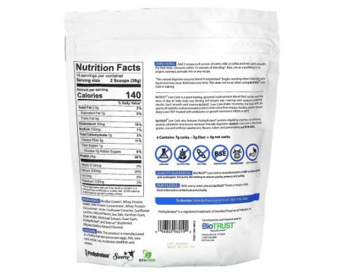 BioTRUST, Low Carb, Pasture-Raised Four-Protein Blend, Vanilla Cream, 1.16 lb (529 g) BioTRUST, Low Carb, Pasture-Raised Four-Protein Blend, Vanilla Cream, 1.16 lb (529 g)