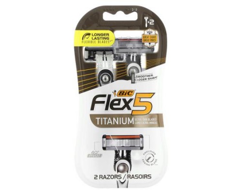 BIC, Flex 5, Men's Disposable Razors, 2 Razors BIC, Flex 5, Men's Disposable Razors, 2 Razors
