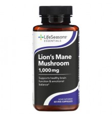 LifeSeasons, Lion's Mane Mushroom, 60 Veg Capsules (500 mg per Capsule)
