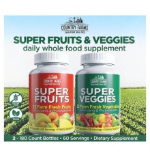 Country Farms, Super Fruits & Veggies , 2 Pack, 180 Capsules Each