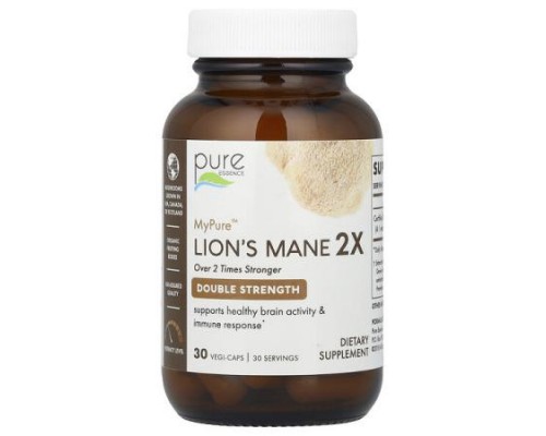 Pure Essence, MyPure™, Lion's Mane 2X, Double Strength, 500 mg, 30 Vegi-Caps