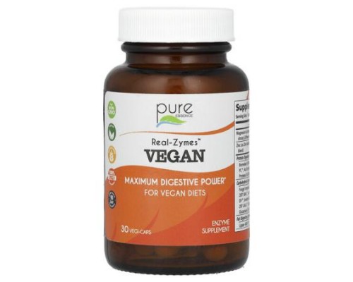 Pure Essence, Real-Zymes, Vegan, 30 Vegi-Caps