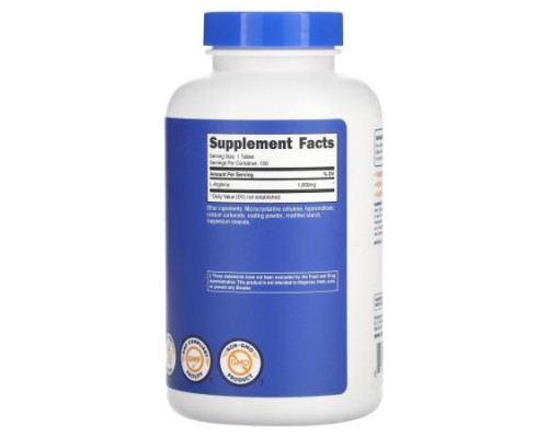 Nutricost, L-Arginine, 1,000 mg, 150 Tablets