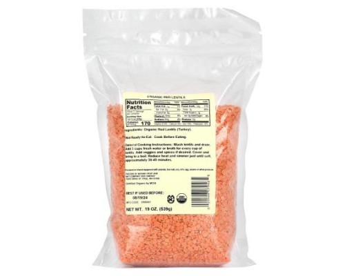 Bergin Fruit and Nut Company, Organic Red Lentils, 19 oz (539 g) Bergin Fruit and Nut Company, Organic Red Lentils, 19 oz (539 g)