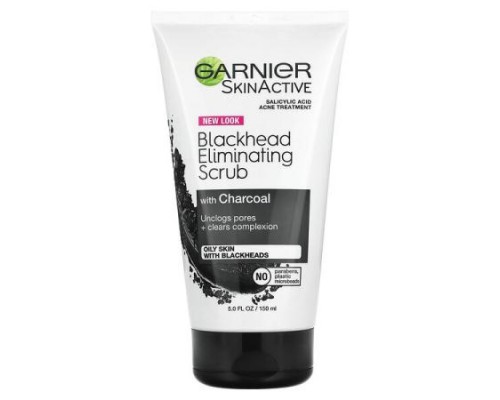Garnier, SkinActive, Blackhead Eliminating Scrub with Charcoal, 5 fl oz (150 ml)