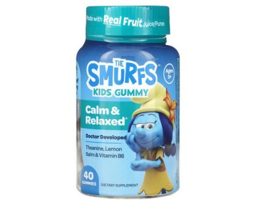 The Smurfs, Kids Gummy, Calm & Relaxed, Ages 3+, , Smurf Berry, 40 Gummies The Smurfs, Kids Gummy, Calm & Relaxed, Ages 3+, , Smurf Berry, 40 Gummies
