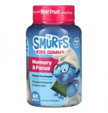 The Smurfs, Kids Gummy, Memory & Focus, Ages 4+, Smurf Berry, 60 Gummies
