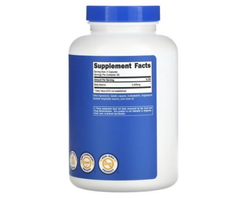 Nutricost, Beta-Alanine, 240 Capsules (850 mg per Capsule) Nutricost, Beta-Alanine, 240 Capsules (850 mg per Capsule)