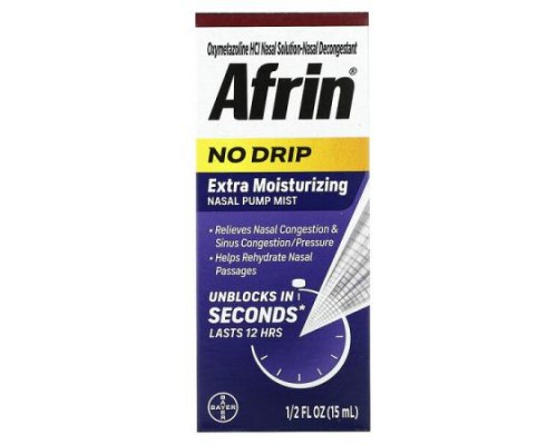 Afrin, No Drip, Extra Moisturizing, Nasal Pump Mist , 1/2 fl oz (15 ml) Afrin, No Drip, Extra Moisturizing, Nasal Pump Mist , 1/2 fl oz (15 ml)