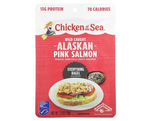 Chicken of the Sea, Wild Caught Alaskan Pink Salmon, Everything Bagel Seasoning, 2.5 oz (70 g) Chicken of the Sea, Wild Caught Alaskan Pink Salmon, Everything Bagel Seasoning, 2.5 oz (70 g)
