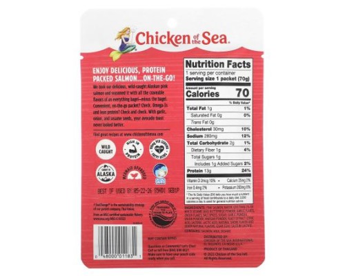 Chicken of the Sea, Wild Caught Alaskan Pink Salmon, Everything Bagel Seasoning, 2.5 oz (70 g) Chicken of the Sea, Wild Caught Alaskan Pink Salmon, Everything Bagel Seasoning, 2.5 oz (70 g)