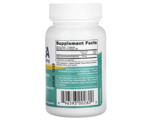Fairhaven Health, DHEA, 50 mg, 60 Capsules Fairhaven Health, DHEA, 50 mg, 60 Capsules