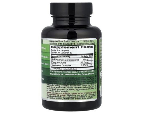 Emerald Laboratories, DHEA + Pregnenolone, 60 Vegetable Caps Emerald Laboratories, DHEA + Pregnenolone, 60 Vegetable Caps