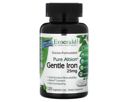 Emerald Laboratories, Pure Albion, Gentle Iron, 25 mg, 120 Vegetable Caps Emerald Laboratories, Pure Albion, Gentle Iron, 25 mg, 120 Vegetable Caps