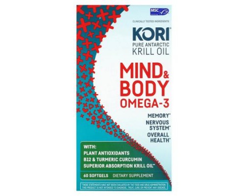 Kori, Pure Atlantic Krill Oil, Mind & Body Omega-3, 60 Softgels