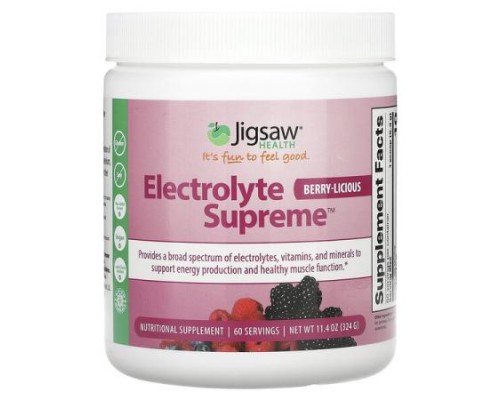 Jigsaw Health, Electrolyte Supreme™, Berry-Licious, 11.4 oz (324 g) Jigsaw Health, Electrolyte Supreme™, Berry-Licious, 11.4 oz (324 g)