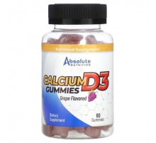 Absolute Nutrition, Calcium D3 Gummies, Grape, 60 Gummies