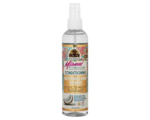 Okay Pure Naturals, Miami, Detangling Spray, Conditioning, Coconut, 8 oz (237 ml)