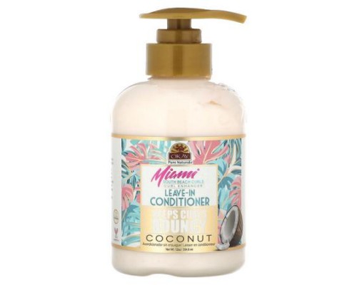 Okay Pure Naturals, Miami South Beach Curls, Coconut Curl Enhancer Leave in Conditioner, 12 oz (354.8 ml)