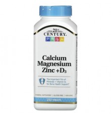 21st Century, Calcium Magnesium Zinc + D3, 250 Tablets