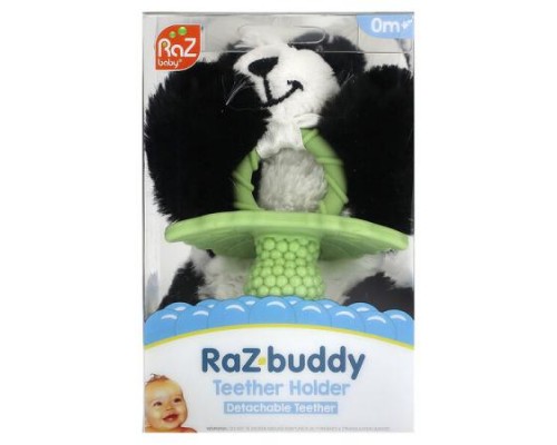 RaZbaby, Teether Holder, Detachable Teether, 0 Months+, Panda, 1 Count